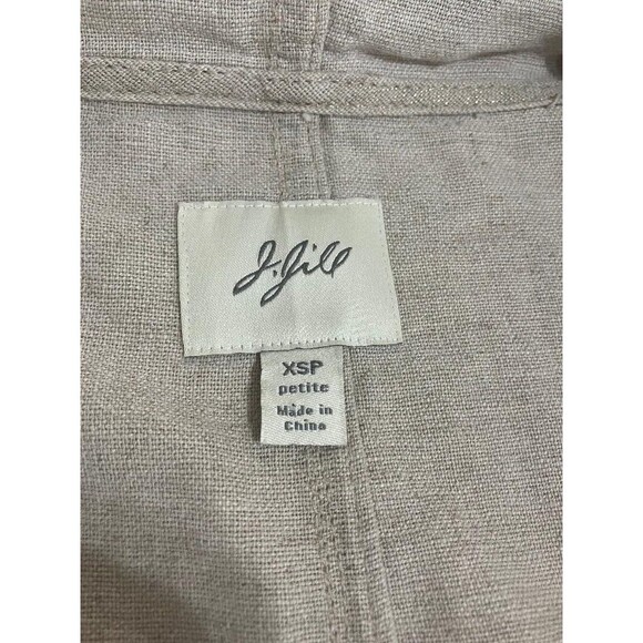 J Jill Womens Linen Blend Utility Jacket Size XSP Zip Beige Shimmer Gold Hoodie - Picture 6 of 14